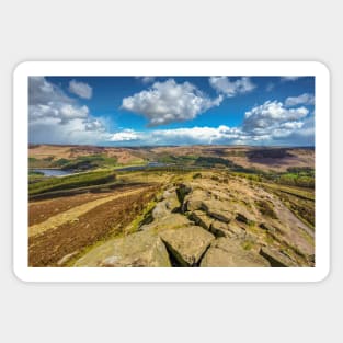 View from the top of Win Hill, Bamford  in Derbyshire, UK Sticker